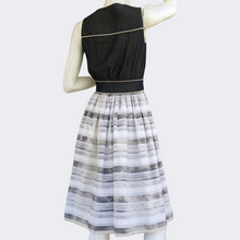 Gathered Stripes Sleeveless Midi Dress, Blue