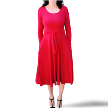 Scarlet Red Flowy Midi Dress, Medium
