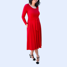Scarlet Red Flowy Midi Dress, Medium