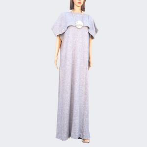 Shawl Knit Maxi Dress With A Sash, Grey