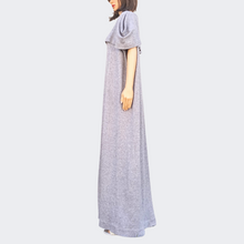 Shawl Knit Maxi Dress With A Sash, Grey